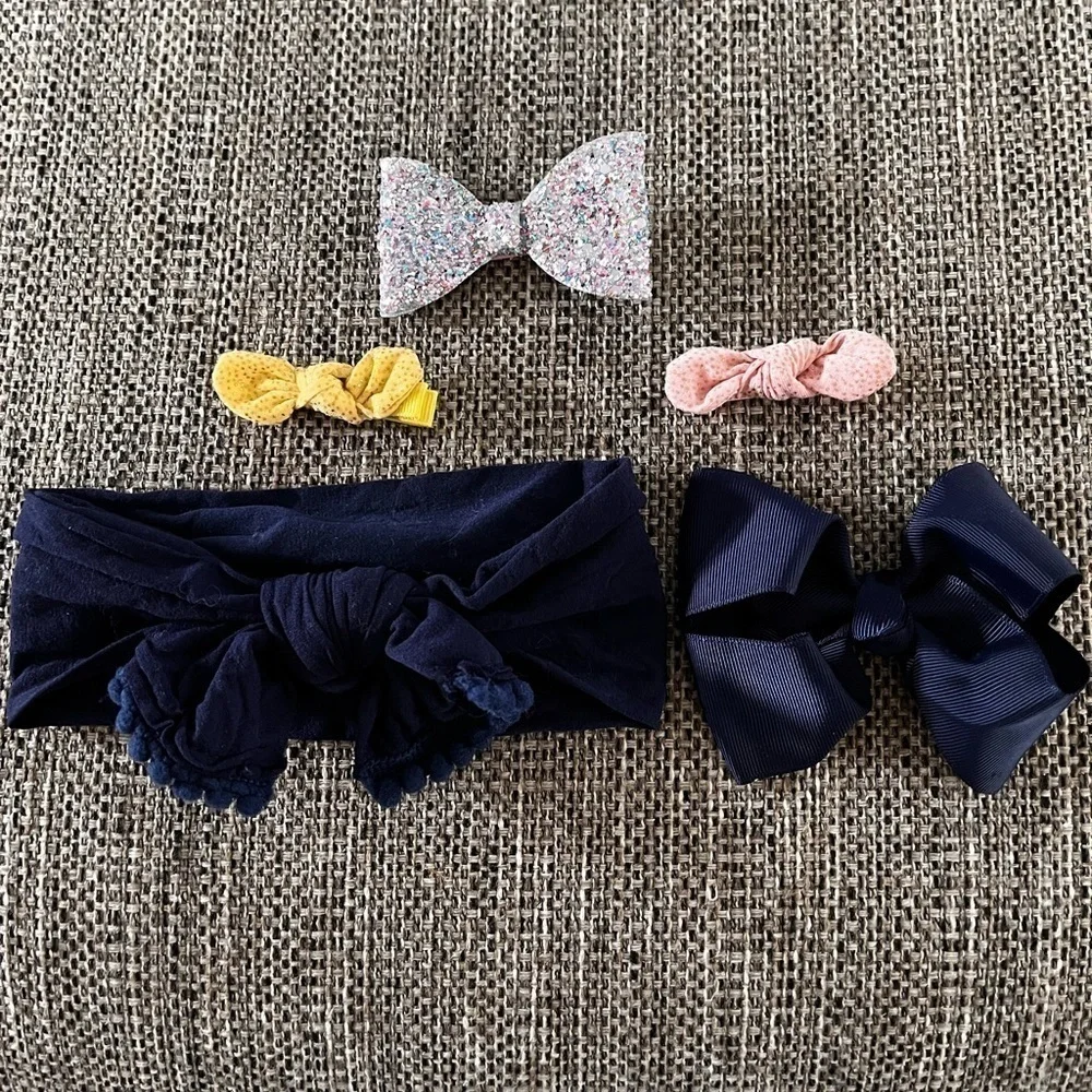 5 Hair bows Hairband girls glitter sparkle